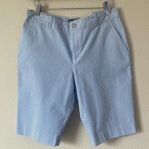 Ralph Lauren Women’s Seersucker White&Blue Pinstripe Bermuda Shorts Size 6